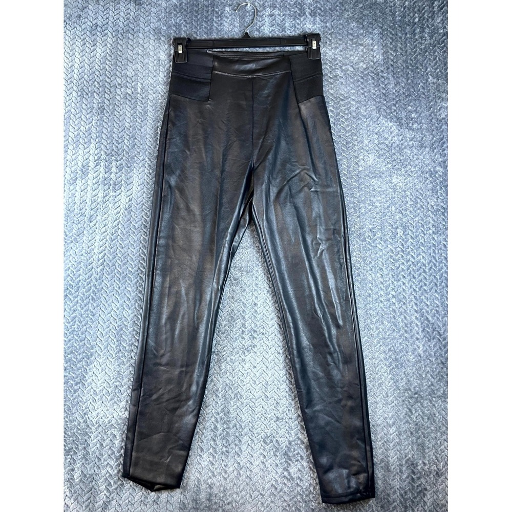 A New Day Faux Leather Leggings Womens Small Black Stretch High Waist Skinny Leg